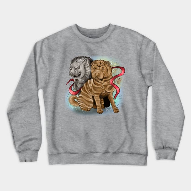 Chinese Zodiac Year of the Dog Sherpei Crewneck Sweatshirt by Shadowind